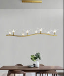 Gold bird branch led pendant lamp dining room crystal light