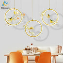 Gold bird led chandelier floral pendant light for dining room