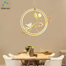 Gold bird led chandelier floral pendant light for dining room