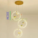 Gold bird led chandelier floral pendant light for dining room