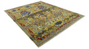Gold, Blue And Green Transitional Hand Knotted 8x10 wool area rug