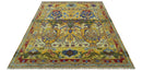 Gold, Blue And Green Transitional Hand Knotted Custom Made wool area rug