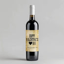 Gold Bokeh Hearts Valentine Wine Label