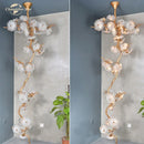 Gold branch glass chandelier led dining room flower light
