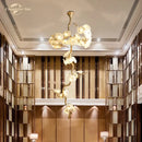 Gold branch glass chandelier led dining room flower light