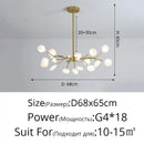 Gold branch shape firefly ceiling chandelier dining room lighting