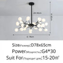 Gold branch shape firefly ceiling chandelier dining room lighting