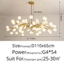 Gold branch shape firefly ceiling chandelier dining room lighting
