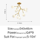 Gold branch shape firefly ceiling chandelier dining room lighting