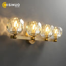 Gold brass four crystal vanity light fixtures for bathroom