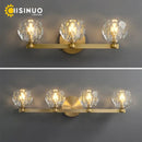 Gold brass four crystal vanity light fixtures for bathroom