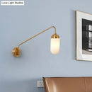 Gold brass frosted glass wall sconce bedroom wall lamp