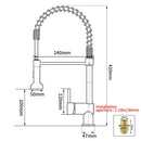 DecorBites™ Brass Spring Spout Kitchen Faucet with Single Lever Pull Down Mixer Tap