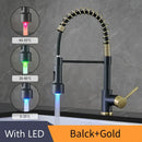 DecorBites™ Brass Spring Spout Kitchen Faucet with Single Lever Pull Down Mixer Tap
