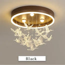 Gold butterfly crystal led ceiling chandelier for kids bedroom