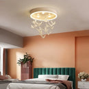 Gold butterfly crystal led ceiling lamp for kids bedroom