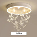 Gold butterfly crystal led ceiling lamp for kids bedroom