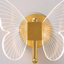 Gold butterfly wall lamp bedroom sconce with translucent wings