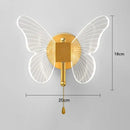 Gold butterfly wall lamp bedroom sconce with translucent wings
