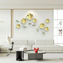 Gold carp fish lotus leaf wall art living room decor