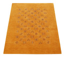 Gold Center Pattern Hand Loomed Wool Area Rug