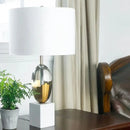 Gold ceramic crystal fabric table lamp for bedroom with marble base