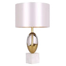 Gold ceramic crystal fabric table lamp for bedroom with marble base