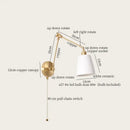 Gold ceramic led wall lamp with ribbed fabric shade for living room