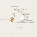 Gold ceramic led wall lamp with ribbed fabric shade for living room