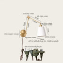 Gold ceramic led wall lamp with ribbed fabric shade for living room