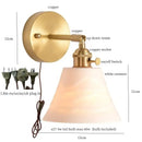 Gold ceramic led wall sconce with ribbed shade for bedroom