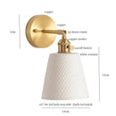 Gold ceramic led wall sconce with ribbed shade for bedroom