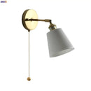 Gold ceramic led wall sconce with ribbed shade for bedroom