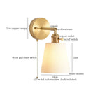 Gold ceramic led wall sconce with ribbed shade for bedroom