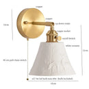 Gold ceramic led wall sconce with ribbed shade for bedroom