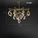 Gold circular diamond crystal stone lustre chandelier dining room