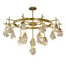 Gold circular diamond crystal stone lustre chandelier dining room