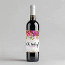 Gold Confetti Neon Baby Shower Wine Label