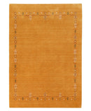 Gold Contemporary Gabbeh Border Design Hand Loomed Wool Area Rug
