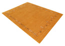 Gold Contemporary Gabbeh Border Design Hand Loomed Wool Area Rug