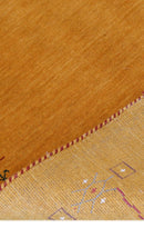 Gold Contemporary Gabbeh Border Design Hand Loomed Wool Area Rug