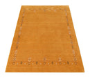 Gold Contemporary Gabbeh Border Design Hand Loomed Wool Area Rug