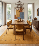 Gold Contemporary Gabbeh Border Design Hand Loomed Wool Area Rug