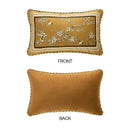Gold crane birds branches lumbar pillow case living room cushion