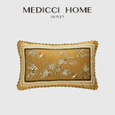 Gold crane birds branches lumbar pillow case living room cushion