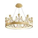Gold crown crystal chandelier pendant light for bedroom