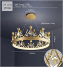 Gold crown crystal chandelier pendant light for bedroom