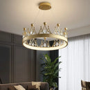 Gold crown crystal chandelier pendant light for bedroom