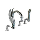 Gold crystal knob swan faucet with handshower bathroom tub mixer