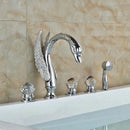 Gold crystal knob swan faucet with handshower bathroom tub mixer